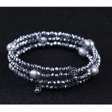 الصين 3 Strand Steel Wire Pearls Crystal Beads Open Bracelet Bangles Manufacturer الصانع