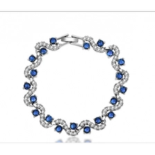 الصين Blue Tennis Bracelet Women Cubic Zirconia Sapphire Jewelry Bridal Crystal Bangle Manufacturer China الصانع