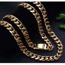 China China Jewelry Wholesale Stainless Steel 18K Gold Plated Cuban Link Chain Jewelry Set manufacturer