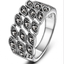 China Fashion 925 Silver Jewellery Ring Black Marcasite Ring Manufacturer China manufacturer