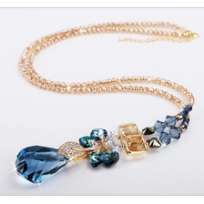 China Long Crystal Plating 18K Gold Necklace for Woman Cloth Chain Necklace Manufacturer from China manufacturer