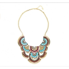 الصين New Arrival Womens Vintage Alloy Silver/Gold Necklace Ethnic Tribal Boho Necklace Turquoise Beads Crystal Necklace الصانع