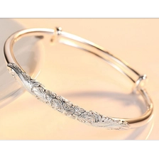 China White 9999 Sterling Silver Rose Pattern Bracelet Supplier China manufacturer
