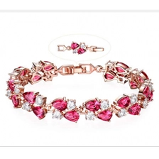 الصين Wholesale Rose Gold Tone Women Tennis Bracelet Sparkle Double Drop Cubic Zirconia Extended chain الصانع