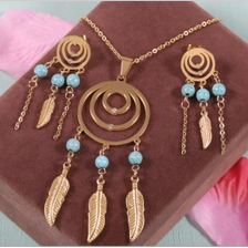 China Wholesale fashion stainless steel gold plated jewelry set manufacturer China manufacturer