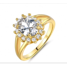 الصين Women Oval Rhinestone Ring Gold Tone Jewelry Factory in China الصانع