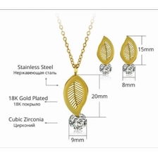 China Zircon Creative Fashion Women Gold Simple Leaf Jewelry Set Manufacturers Custom Stainless Steel Jewelry Sets manufacturer