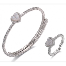China zircon wholesale costume s925 sterling silver natural druzy stone fashion ring and bracelet jewelry set for women manufacturer