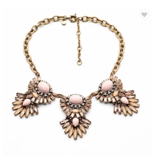 China 2018 Hot Selling Pink Resin Stone Pendant Necklace For Women Heart Necklace Fashion Jewelry manufacturer