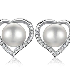 China 925 Sterling Silver Heart shaped  Earrings with Diamonds and Pearls for Woman manufacturer