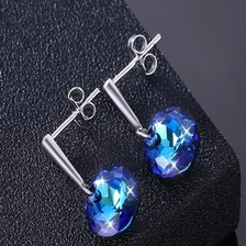 China 925 sliver earrings with blue crystals Manufacturer in China manufacturer