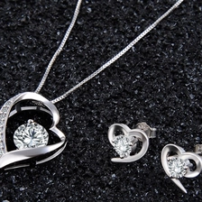 China 925 sterling silver wedding heart zircon wholesale women jewelry set supplier china manufacturer