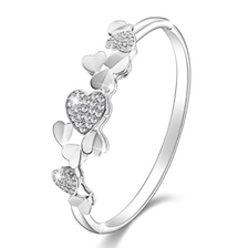 China Crystal Bangle Bracelets For Womens Girls 925 Silver Plated Jewelry Christmas Gift manufacturer