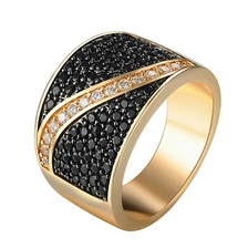 China Factory reasonable price black zircon rings 18k gold for men manufacturer