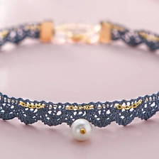 China High Quality Manufacturer Zinc Alloy Lace Necklace with Artificial pearls pendant manufacturer