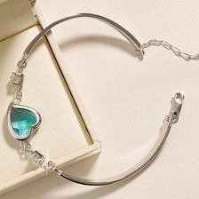 China High Quality Sterling Silver Heart Shape Gemstone Bracelet Bangle Manufacturer in China manufacturer