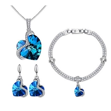 China Necklace Earrings Tennis Bracelet 18K White Gold Plated Wedding Jewelry Set Supplier China manufacturer