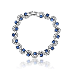 China New Arrive Blue Tennis Bracelet Women Cubic Zirconia Jewelry Bridal Crystal Bangle For Mom And Daughter manufacturer