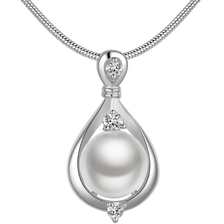 China New Design Pearl Necklace Simple Water-Drop Rhinestone Single Pearl Natural Pearl Necklace Wholesale fabricante