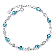 China Professional Factory Blue Artificial Crystal S925 Beads Bracelet Bangle for Woman manufacturer
