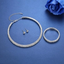 China Silver Color Crystal Bridal Jewelry Sets African Beads Rhinestone Necklace Earrings Bracelet Sets manufacturer