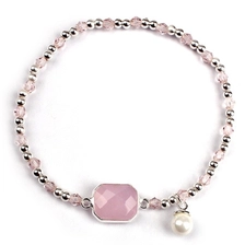 China Trendy Simple Style Natural Pink Birthstone Pearl Charm Glass Bead Bracelet For Female manufacturer