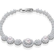 China Wholesale Hot Fashion Korean Exquisite Elegant Women Bridal White Pearl Wedding Bracelet manufacturer