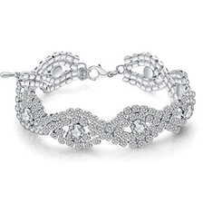 China Womens Silver Plated White Clear Rhinestone Crystal Bracelet Jewelry Supplier manufacturer