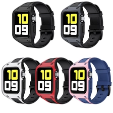 China CBIW234 Silicone Watch Band For Apple Watch Series 6 5 4 3 SE Strap With Rugged Protective Case manufacturer