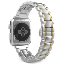중국 CBIW307 더블 버튼 버터 플라이 버클이있는 금속 링크 팔찌 iWatch 제조업체