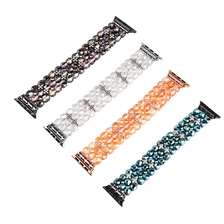 Chiny CBIW470 Bling Crystal Koraliki Biżuteria Bransoletka Zegarek Pasek do Zegarek Apple 41mm 45mm 40mm 38mm 42mm 44mm producent