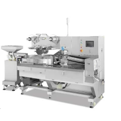 China Automatic Food Toffee Tablet Sugar Candy Pillow Flow Packing Machine Price Hersteller