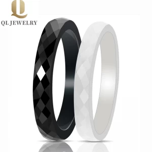 Cina 3mm lucido e minuscolo anello in ceramica Vendita calda nera ceramica band da cerimonia nuziale fatate anello ceramico nero per ragazze donna e donne fornitore produttore