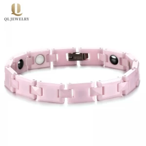 Cina Bracciale in ceramica in ceramica da uomo e di alta qualità con braccialetto di ceramica rosa ad alta tecnologia con ematiti e magneti inlay produttore della Cina produttore