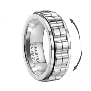 China Special Design Excellent Workmanship Flat and Step Edges Men's Tungsten Spinner Ring Comfort Fit China Manufacturer manufacturer