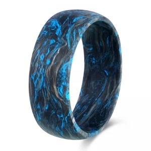 China High-quality Materials Blue Burl Forged Carbon Fiber Wedding Ring for Men China Manufacturer manufacturer