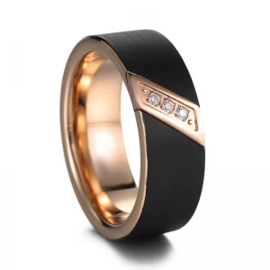 China Männer/Frauen -Luxus -Schwarz- und Roségold -Wolfram -Hochzeitsband China Hersteller China Hersteller