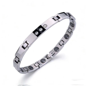 China Premium Tungsten Steel Bracelets with Wellness Stones & Rhinestones | Unisex High-End Supplier manufacturer