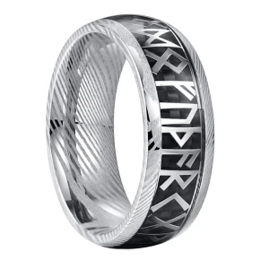 China Bulk Wholesale 8mm Rotatable Viking Rune Ring - Premium Damascus Steel Men's Fashion Rings from Factory manufacturer
