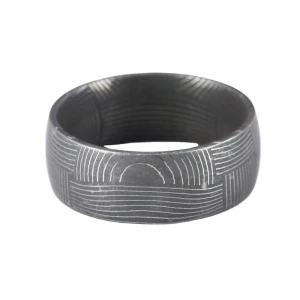 China B2B Wholesale Premium Handmade Comfort Fit Damascus Steel Wedding Band Rings for Resale manufacturer