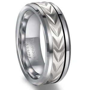 China 8mm Tungsten Carbide 360° Spinner Rings with Full Engraving - Factory Direct Wholesale manufacturer
