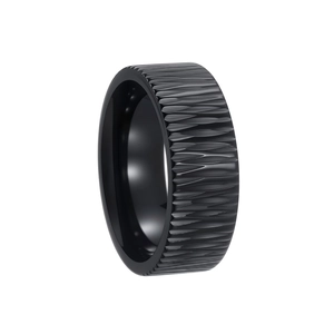China 8mm Hammered Scale Black Zirconium Ring Manufacturer | Custom Comfort Fit Mens Zirconium Wedding Band Wholesale Factory manufacturer