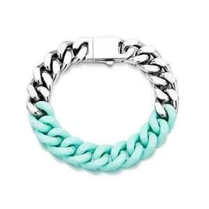 Cina Bracciale a maglie cubane con smalto a quattro lati tagliato all'ingrosso all'ingrosso in acciaio inossidabile 316L Chiusura a levetta Hip Hop Gioielli da uomo Logo personalizzato OEM ODM produttore