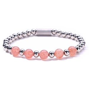 China Factory Wholesale Original Design Stainless Steel Beaded Strawberry Quartz Bracelet For Women Men Trendy European American Crystal Hand Jewelry Custom Logo OEM ODM manufacturer