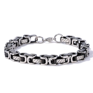 China Wholesale European American Hip Hop Men's Stainless Steel Byzantine Chain Bracelet Necklace, Luxury Lightweight Titanium Steel Link Jewelry for Trendy Streetwear, Custom Logo Bulk Supply manufacturer