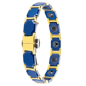 China Women’s Sapphire Blue Ceramic 316L Stainless Steel Bracelet, EN1811 Certified Fine Link Bracelet with Seamless Double Press Clasp manufacturer