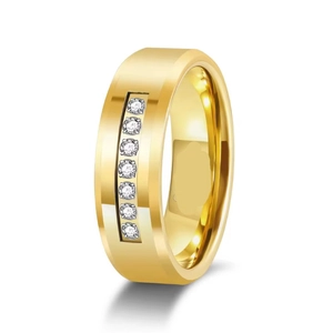 China 8mm Gold Plated Waterproof Tungsten Rings with High Polished Zircon Inlay - Bulk Orders for Men's Wedding & Engagement manufacturer