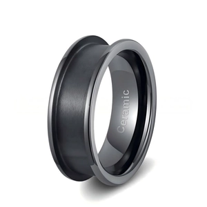 China Wholesale Ceramic Ring Blanks Supplier, 6mm 8mm Black White Plain Semi-Finished Rings, US Size 4-16 Chamfer Polished DIY Inlay Band manufacturer