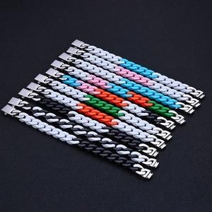 Chine Bracelet cubain en émail bicolore et multicolore pour homme | Acier inoxydable 304, vente en gros directe en usine fabricant