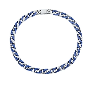 China Blue Ceramic & Titanium Steel Cuban Link Chain, Men's Necklace & Bracelet Set, 12mm Wide Hip Hop Jewelry, Wholesale manufacturer